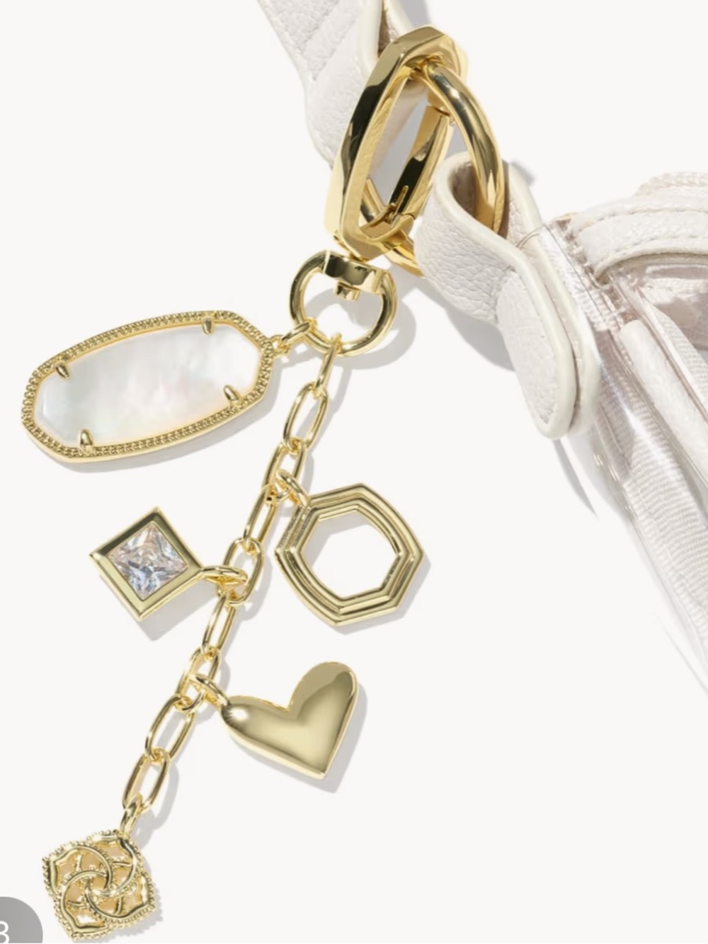 Kendra Scott Elle Gold and Ivory/ white Bag Charm - Picture 2 of 5